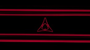 Closeup of the illuminated Fratzog logo of the Charger Daytona SRT EV concept car.