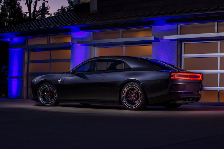 Promo shot of the 2022 Dodge Charger Daytona SRT Banshee electric vehicle concept.