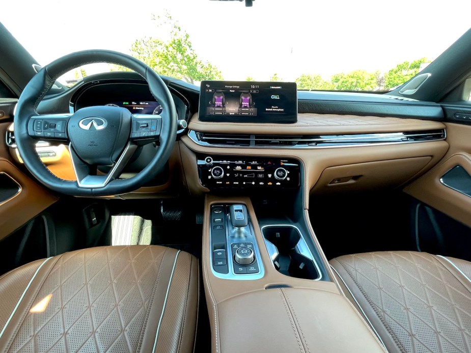 A front interior view inside the 2022 Infiniti QX60.
