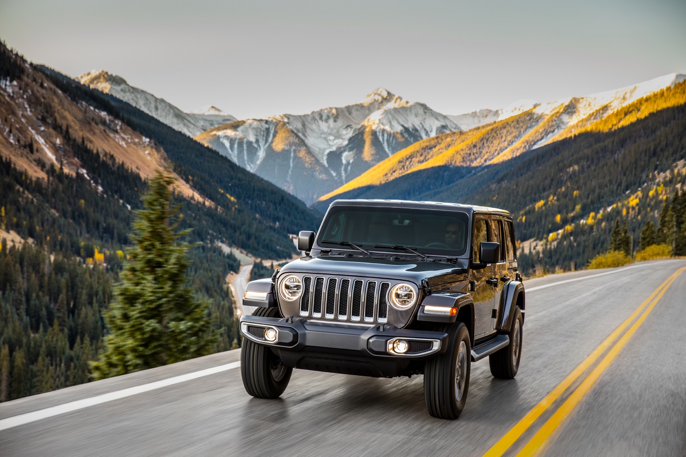 2022 Jeep Wrangler Sahara on a road