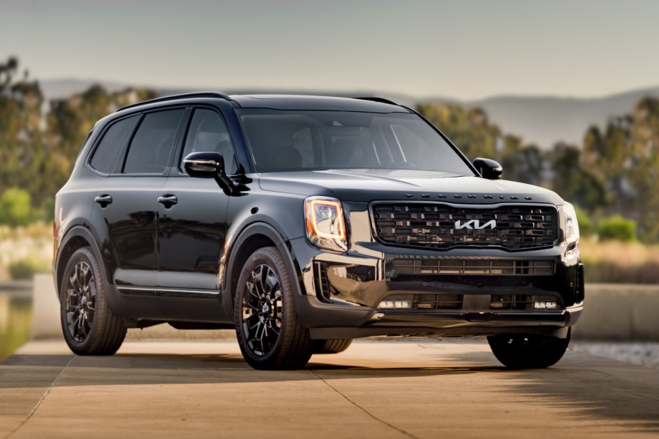 A 2022 Telluride Nightfall Edition parked outdoors, the Kia Telluride is the best family car of 2022