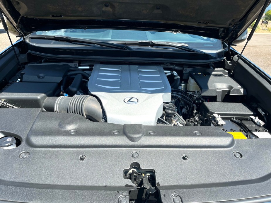 The V8 engine under the hood of the GX 460