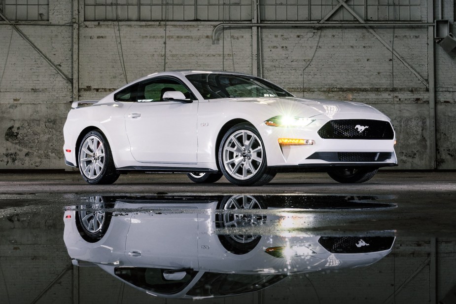 Available Ice White Appearance Package on appropriately configured 2022 Mustang Mach-E and Mustang Coupe models.