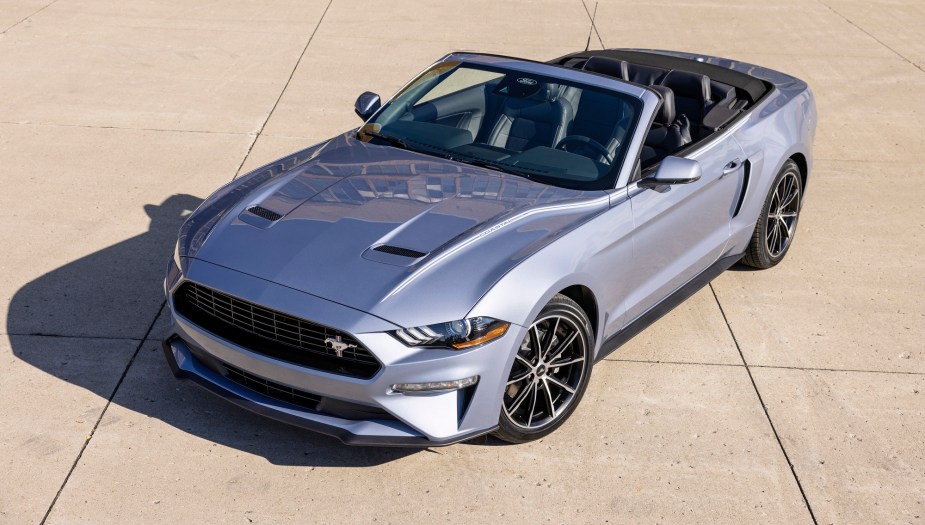 The Ford Mustang EcoBoost, like this one, gets decent mpg numbers.