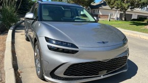 A front corner view of the 2023 Genesis GV60.