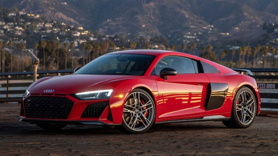 Red Audi R8 Coupe posed