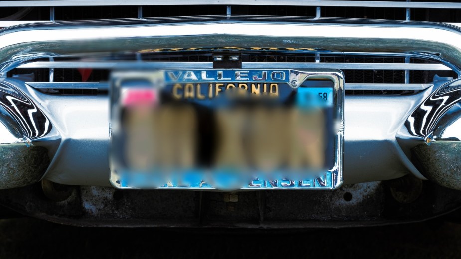 Blurred-out California license plate, highlighting why licesense plates are blurred on TV, online, and movies