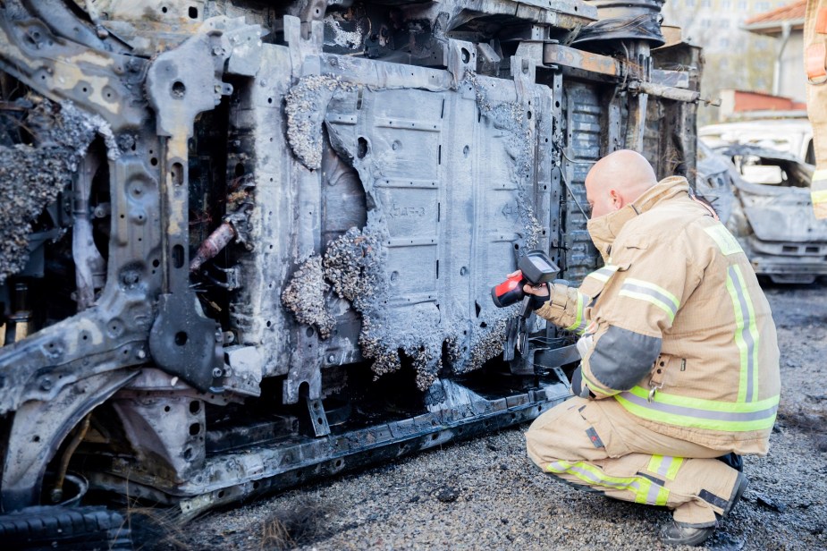 A car fire is dangerous business, and EV fires can leave the potential for thermal runaway.