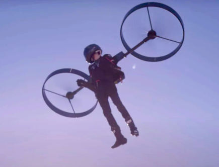 Electric Backpack Helicopter Flies With Self-Leveling