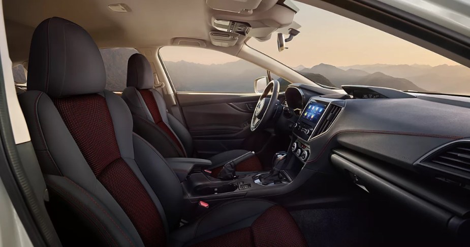 Dashboard and front seats in 2023 Subaru Crosstrek crossover SUV