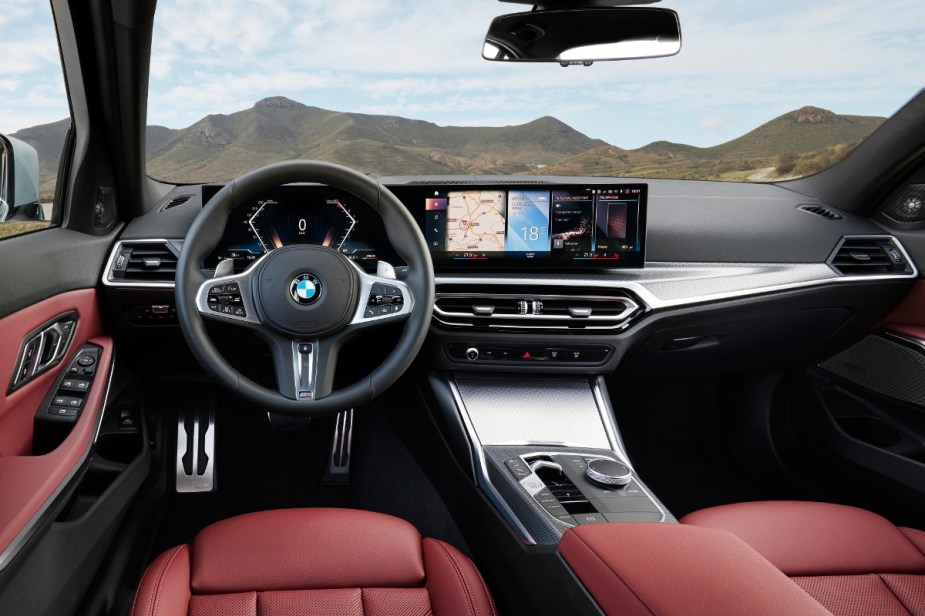 Dashboard and seats in new 2023 BMW 3 Series, highlighting how much a fully loaded version costs