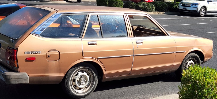 Brown Datsun 210 Wagon, this is a unique car to see at these events