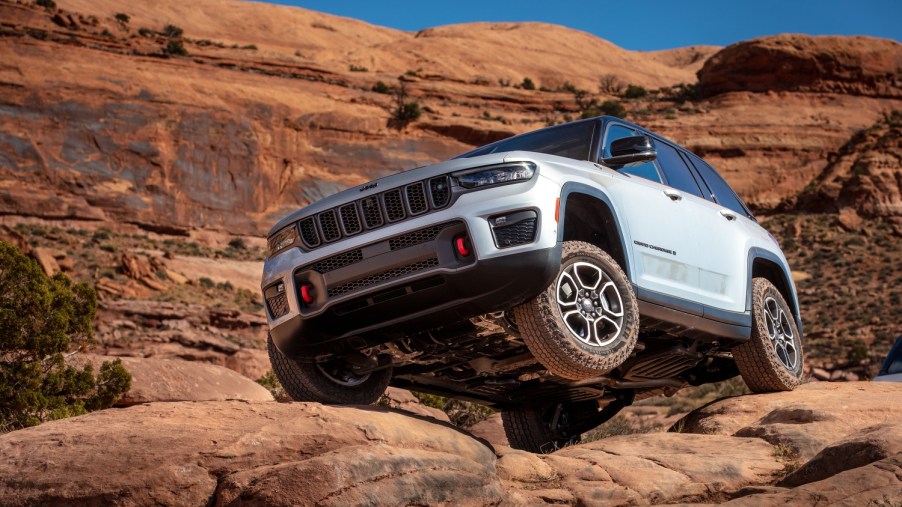 Factory-lifted trucks and SUVs include this Jeep Grand Cherokee Trailhawk
