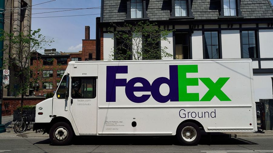 A FedEx delivery truck. Someone has converted one to a camper van.