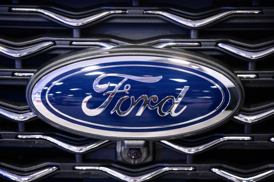 A Ford logo, makers of the 2023 Ford Fusion Active. 
