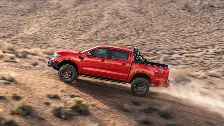 A 2023 Ford Ranger shows off its capability as a mid-size truck.