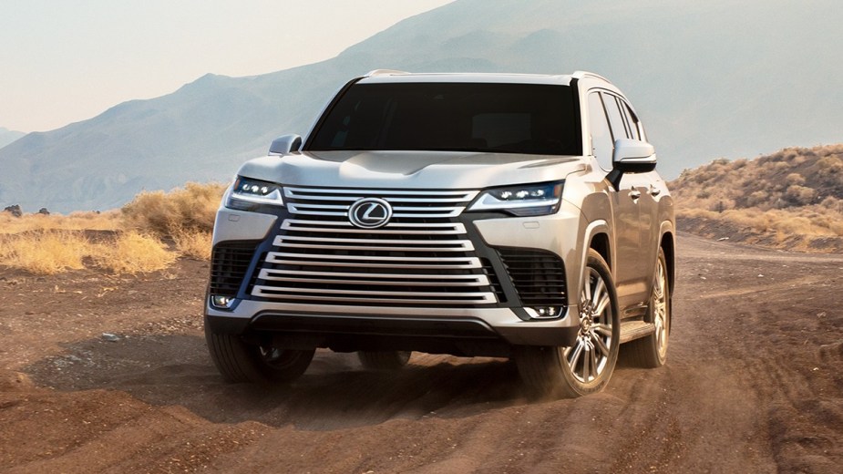 Front angle view of 2022 Lexux LX, highlighting why car grilles are getting so big