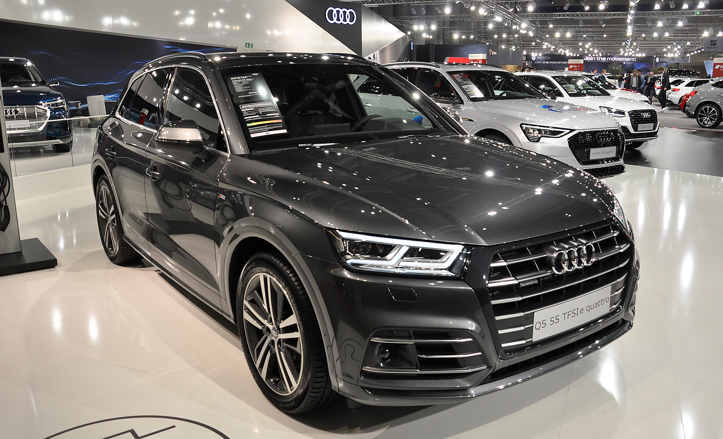 The Q5 55 in grey seen at an auto show.