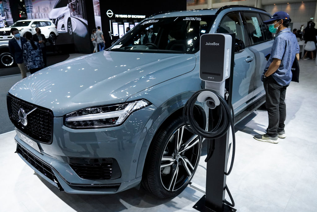 The Volvo XC90 Recharge at a car show