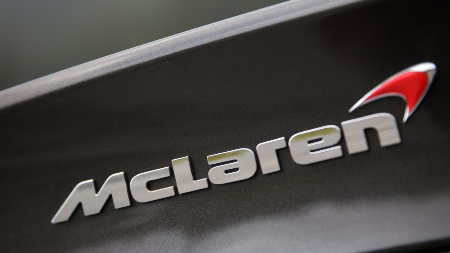 The McLaren Logo in silver and red
