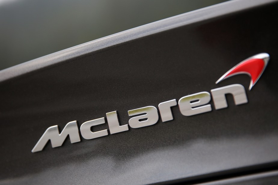 The McLaren Logo in silver and red