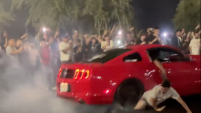 Mustang doing donuts