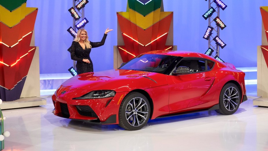a red toyota supra as a price of the legendary tv show the price is right