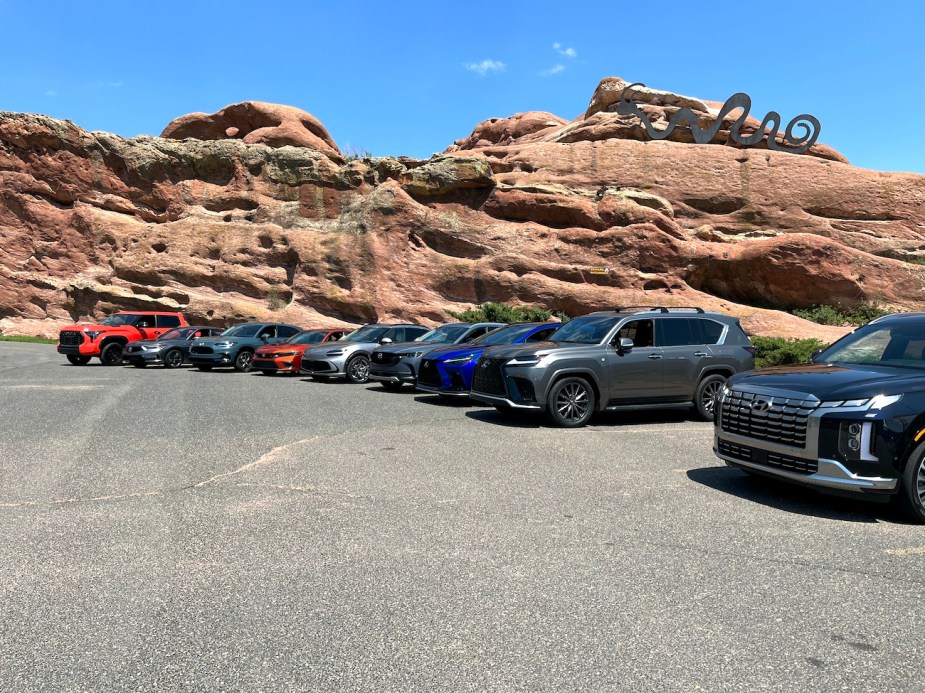 The lineup of cars at the Rocky Mountain Driving Experience