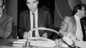 black and white photo of Ralph Nader in Paris, 1976