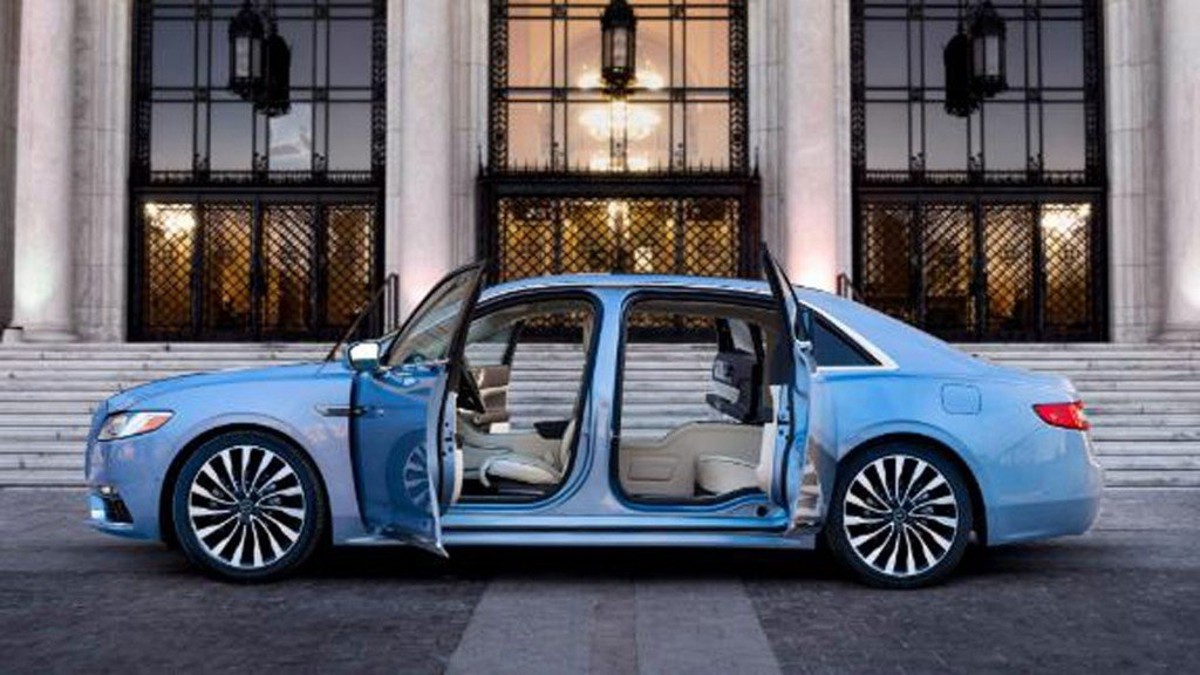 Suicide Doors on a blue luxury car