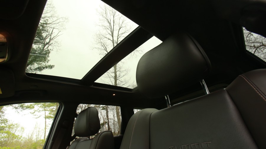 A sunroof in a car, which could be the sunroof that is best to have during a crash.