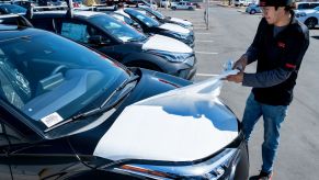 Plastic and vinyl wraps removed from a Toyota C-HR at the Toyota of San Bernardino dealership