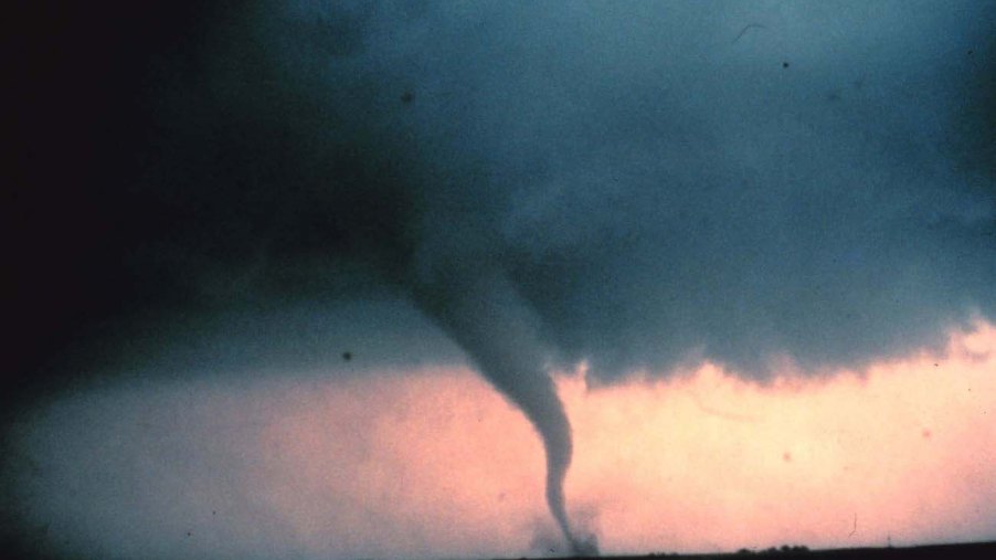 View of the 'rope' or decay stage of a tornado.