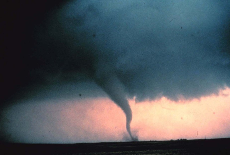 View of the 'rope' or decay stage of a tornado. 