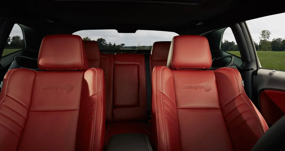 A view of the front and rear seats on the 2022 Dodge Challenger