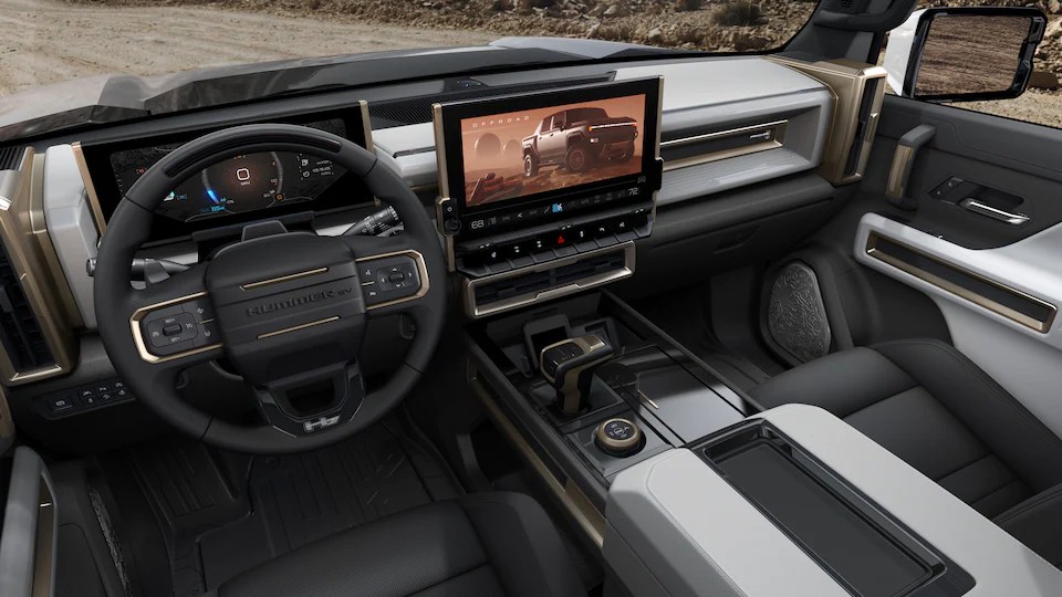 The interior of the Hummer EV Pickup