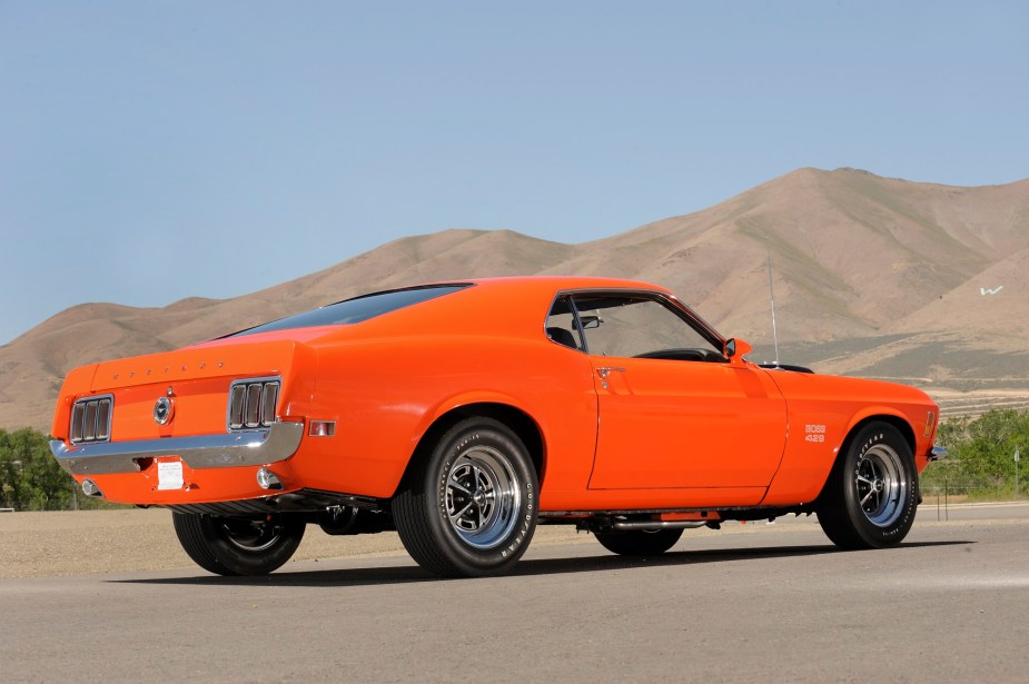 The 7.0L engine in this 1970 Mustang is a race motor for the street.