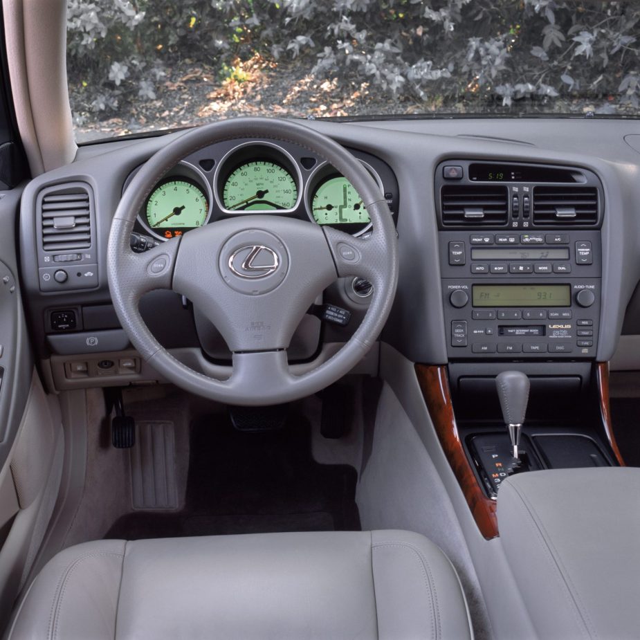 A front view of the interior in the 2002 Lexus GS.