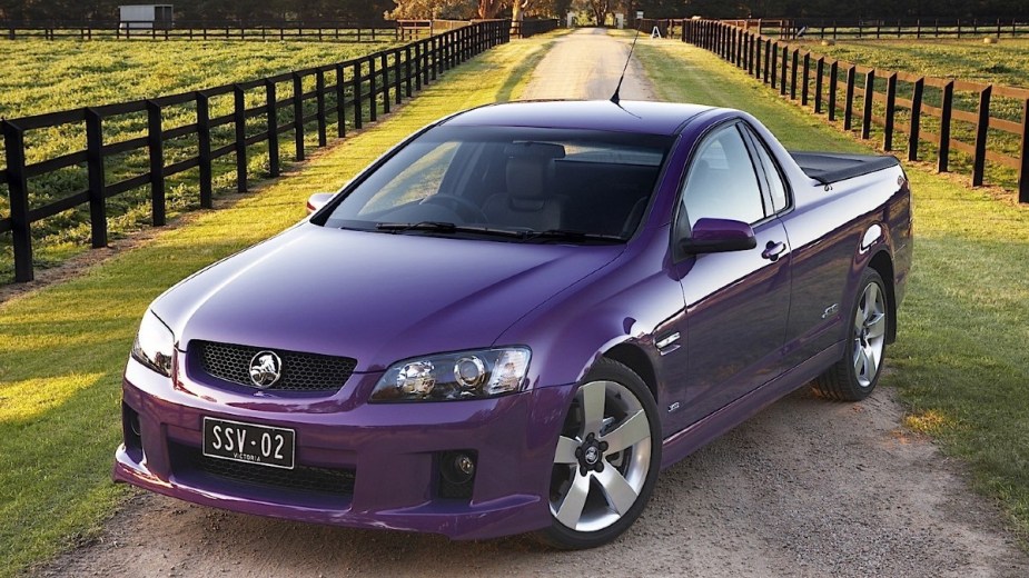 Purple 2010 Holden Commodore Ute Parked at a farm