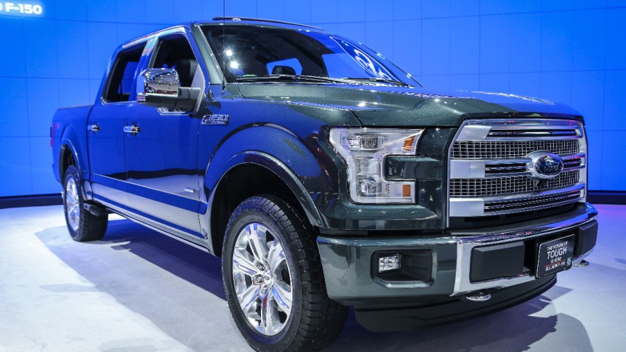A green 2015 Ford F-150 marks the eighth-generation of this full-size truck.