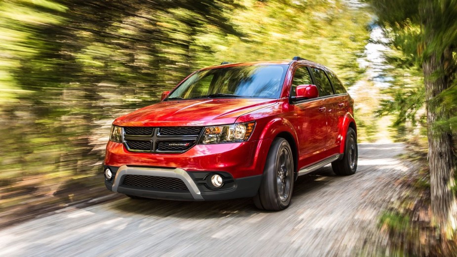 2019 Dodge Journey in red on a country road