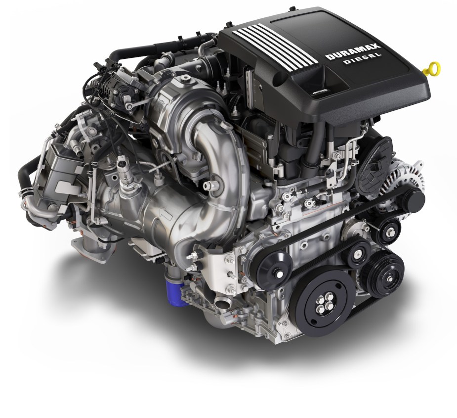 Rendering of a 3.0-liter Duramax diesel I6 engine from a GMC Sierra or Chevrolet Silverado.