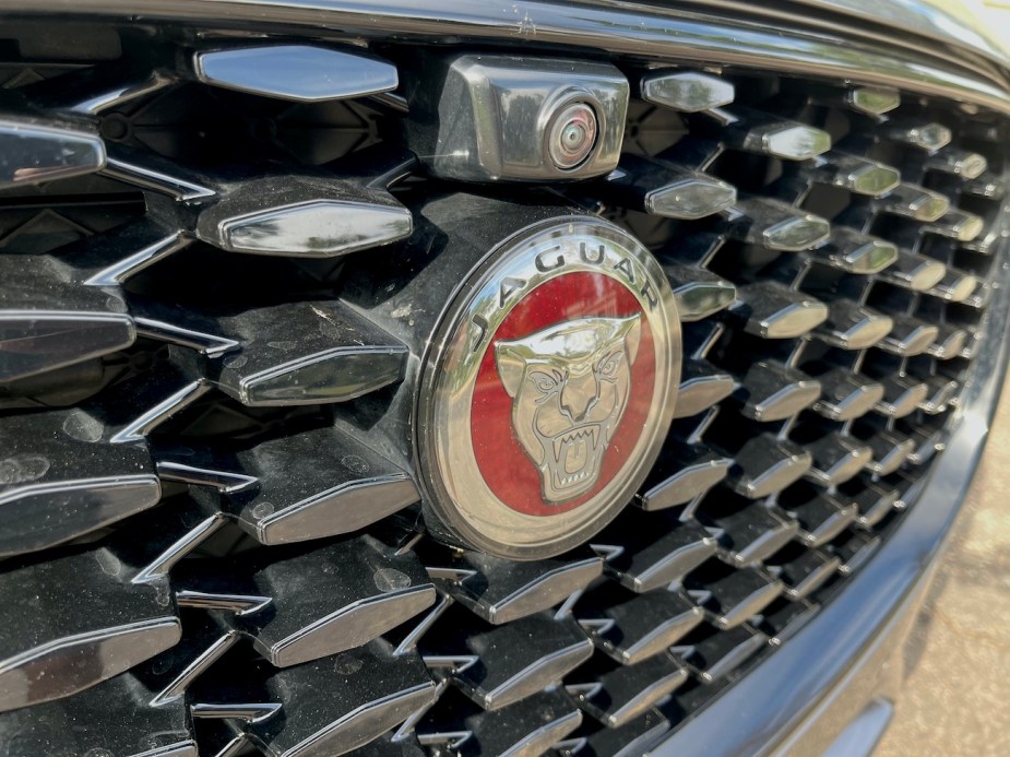 The front Jaguar badge on F-Pace