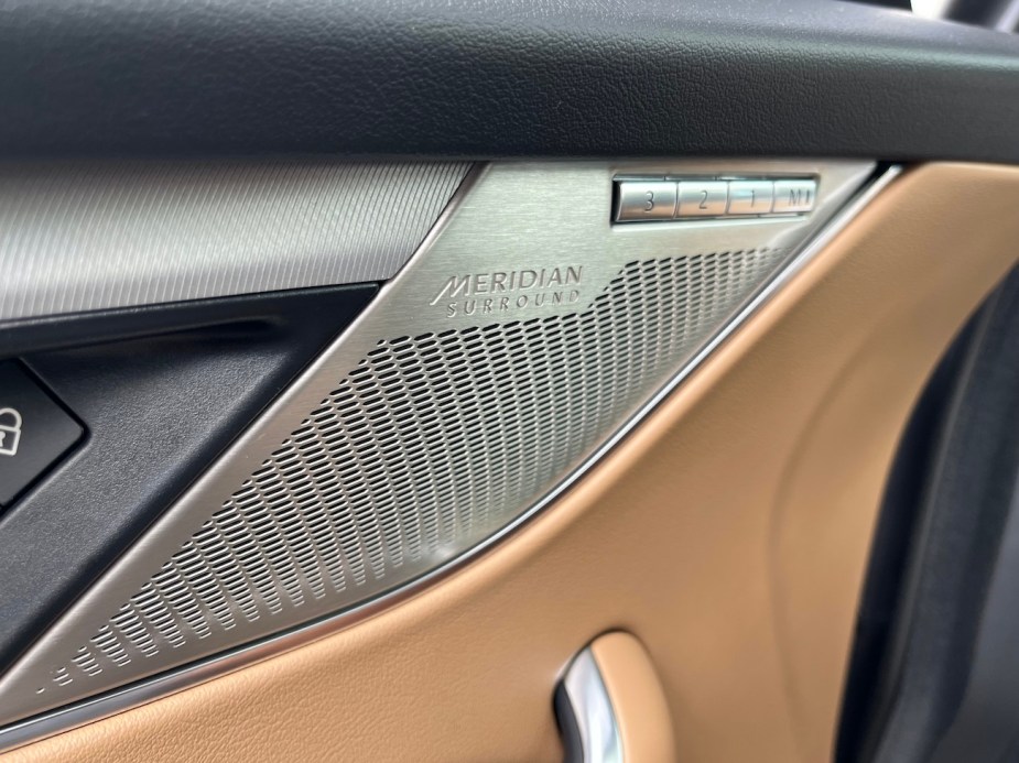 The Meridian door tweeter is part of the premium sound system in the Jaguar F-Pace S.