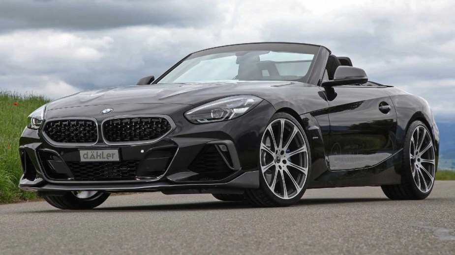 Black 2022 BMW Z4 with the top down