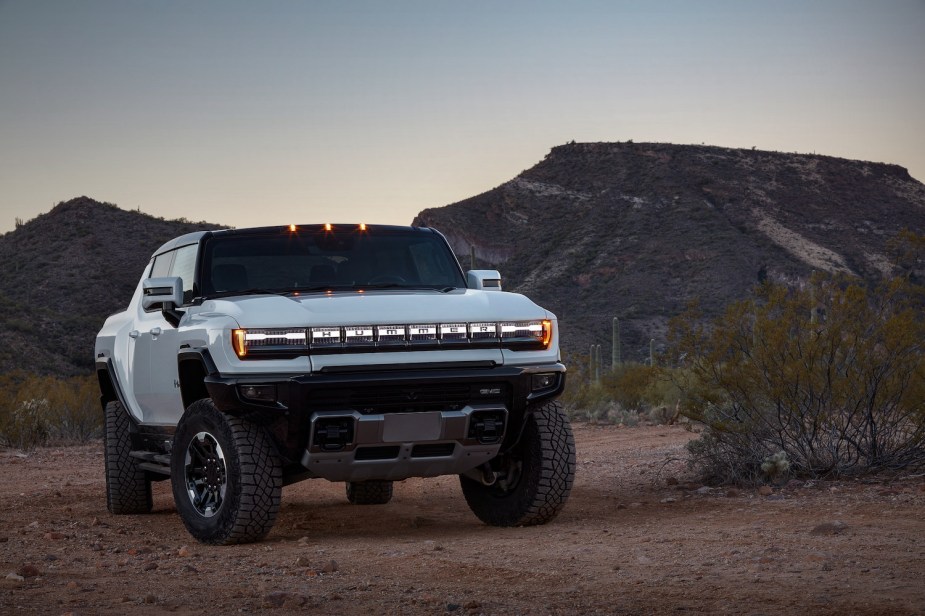 The 2022 GMC HUMMER EV Pickup’s design cues blend bold and futuristic elements. All the while, the shape remains instantly recognizable for an all-electric future.