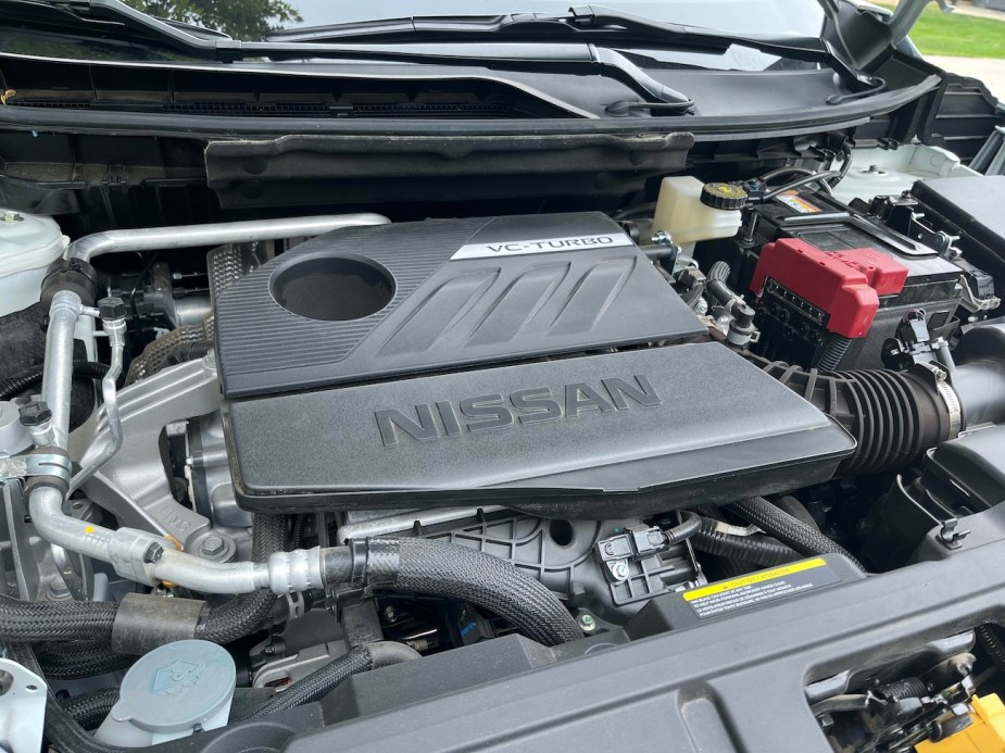 The turbo VC engine in the 2022 Nissan Rogue Platinum