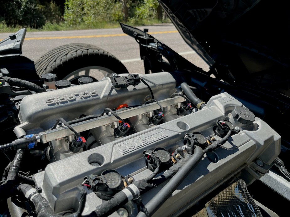 The 2.0-liter ProStar engine under the hood.