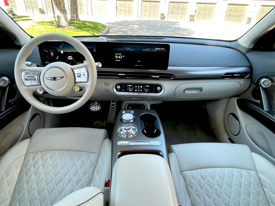 A front interior view of the 2023 Genesis GV60.
