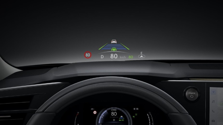 2023 Lexus RX HUD showing safety systems engaged